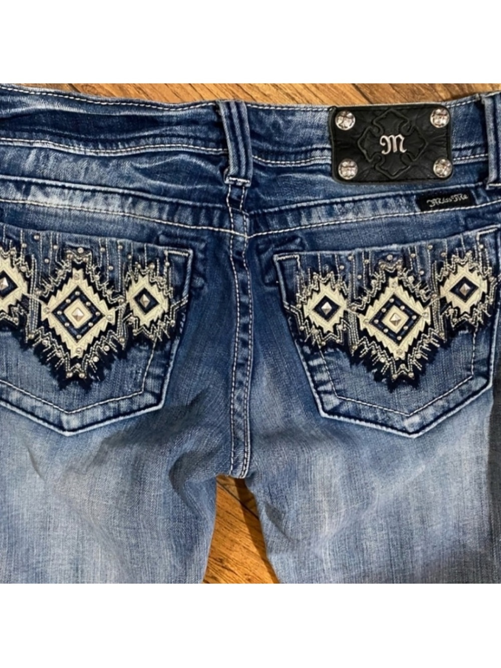 Gorgeous Miss Me Boot Jeans With Embellished Back-Pockets 34” Inseam
